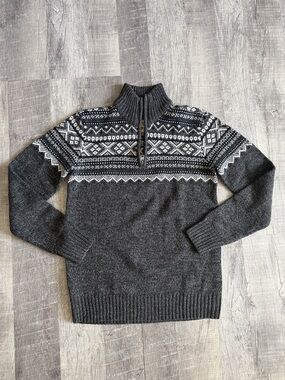 Triple Five Soul Men's 3/4 Zip Fair Isle Sweater